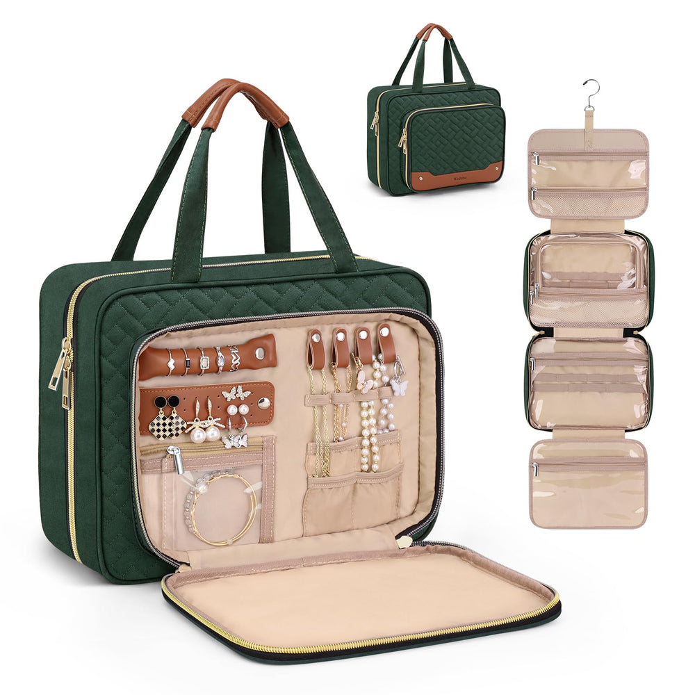 Wedama dark green toiletry bag rolled for compact travel organization