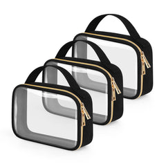 Wedama TSA-approved toiletry bag trio—clear front view for quick airport screening.