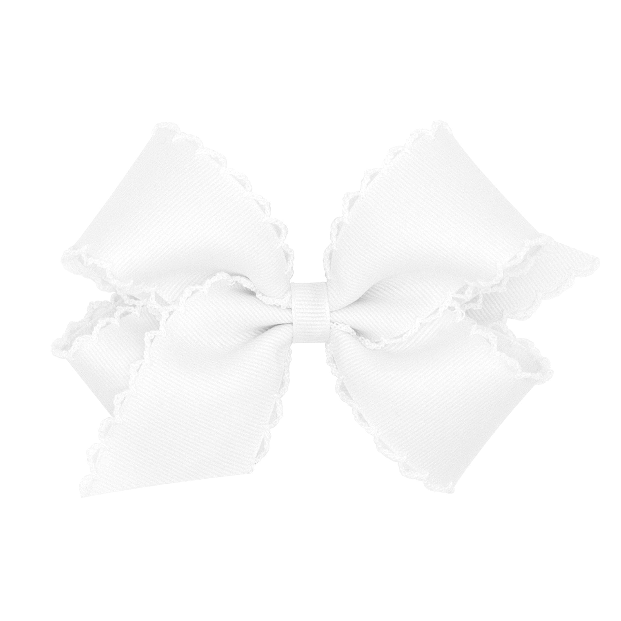 Wee Ones moonstitch edge bow on WeeStay clip for secure daily wear