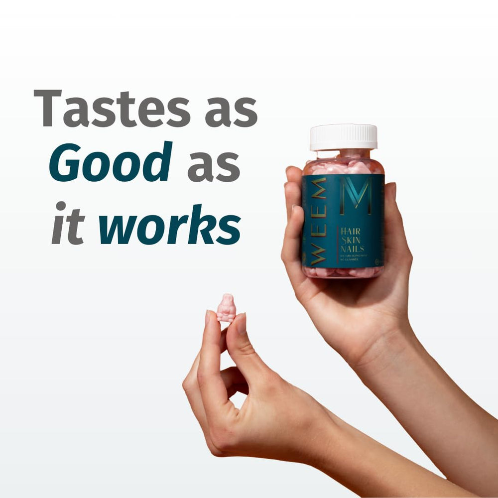 WEEM label ingredients list displaying vitamins and biotin blend