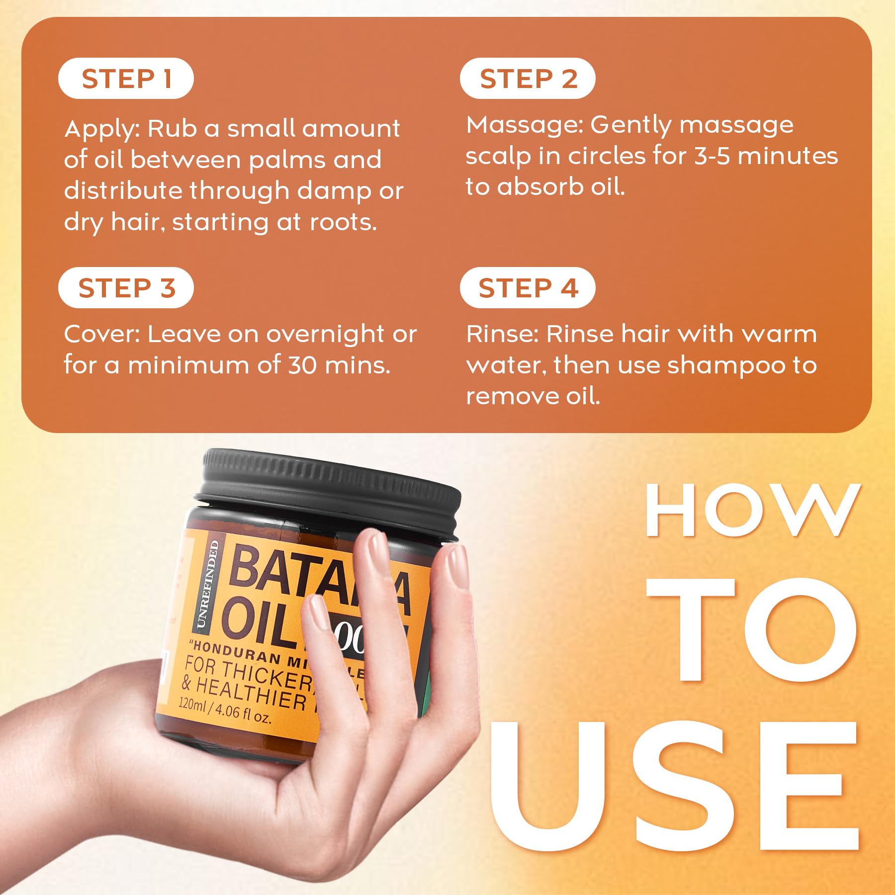WEEMOTD Batana Oil application demonstrates easy hair care ritual for shine.