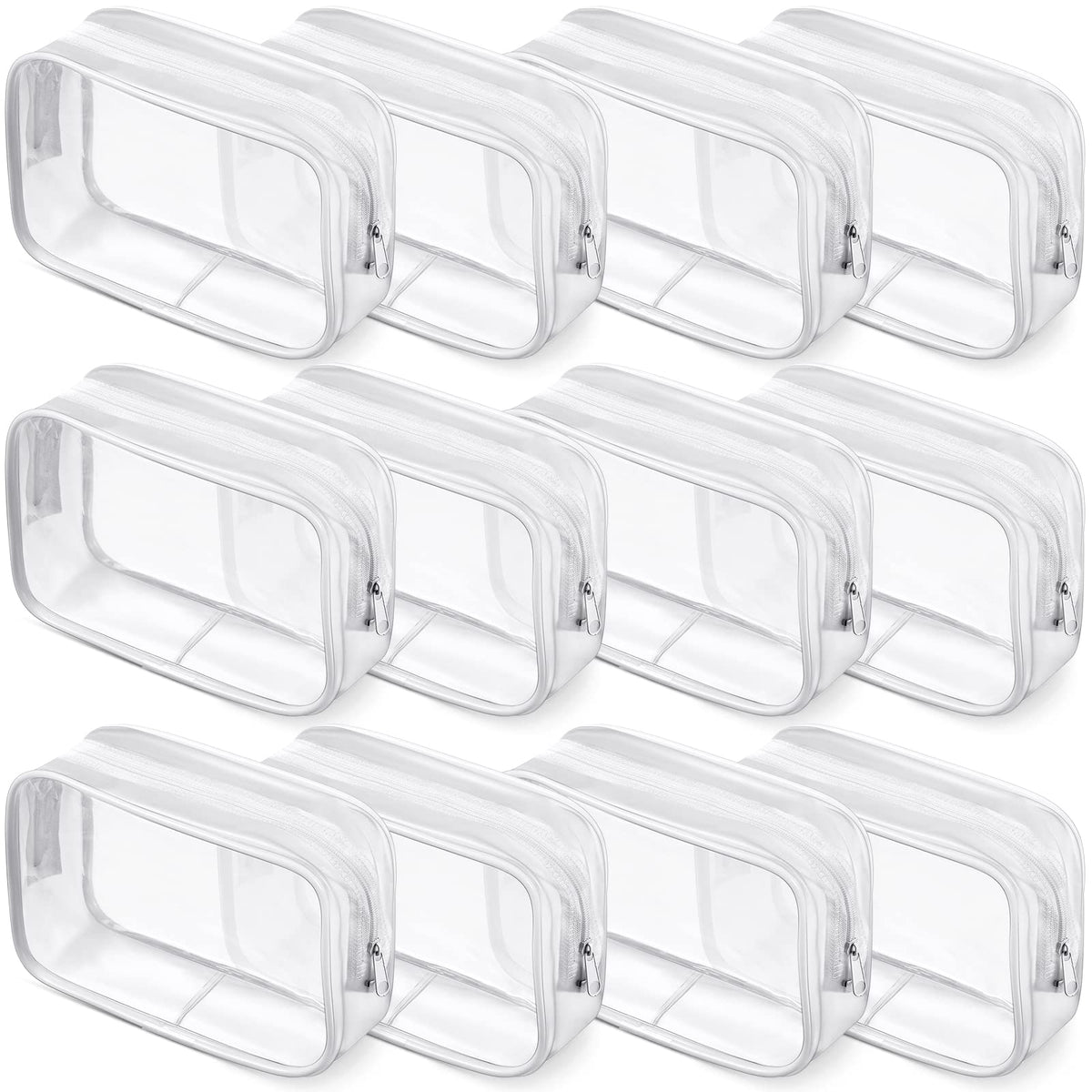 Weewooday clear makeup bags—12-piece set, see-through design for fast cosmetics access.