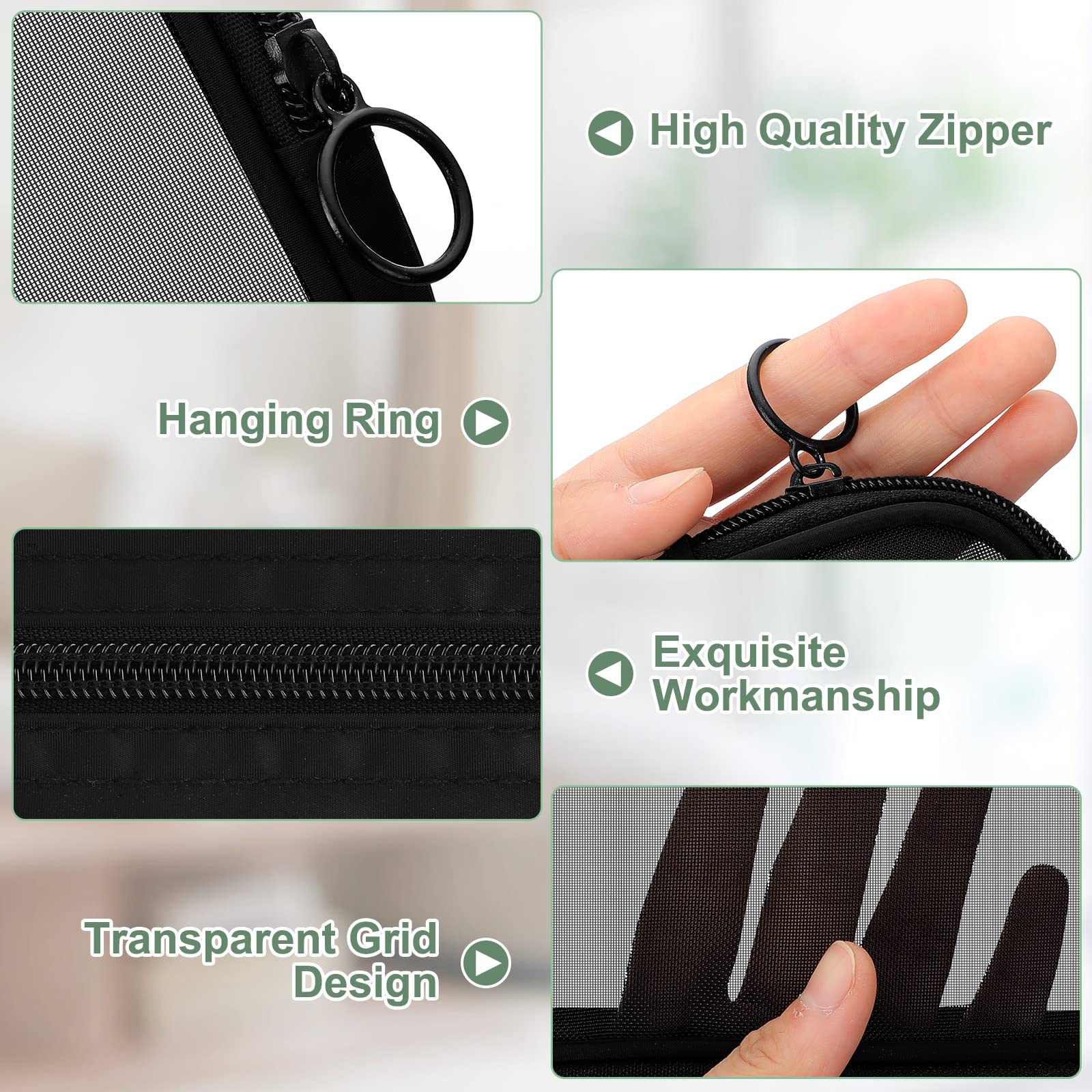 Weewooday mesh makeup bag lightweight-material ideal for daily carry