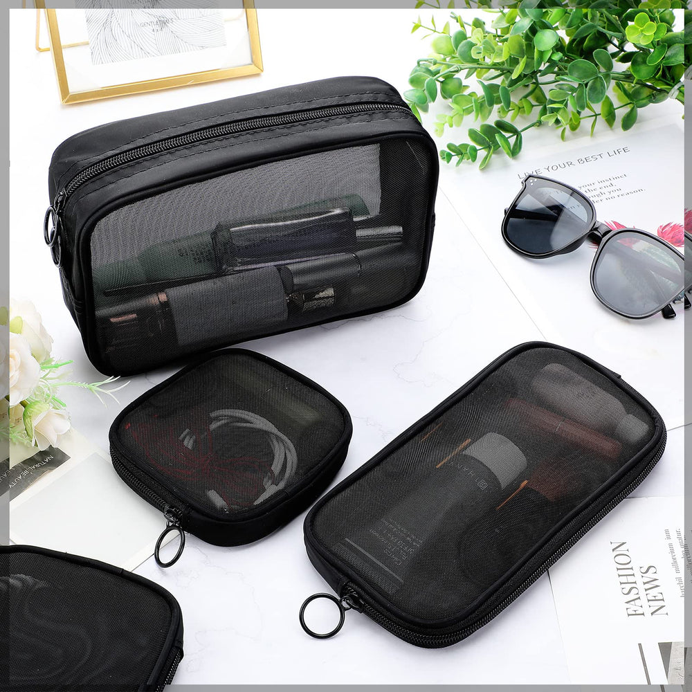 Weewooday mesh makeup bag multi-functional-use suitable as cosmetic or stationery pouch