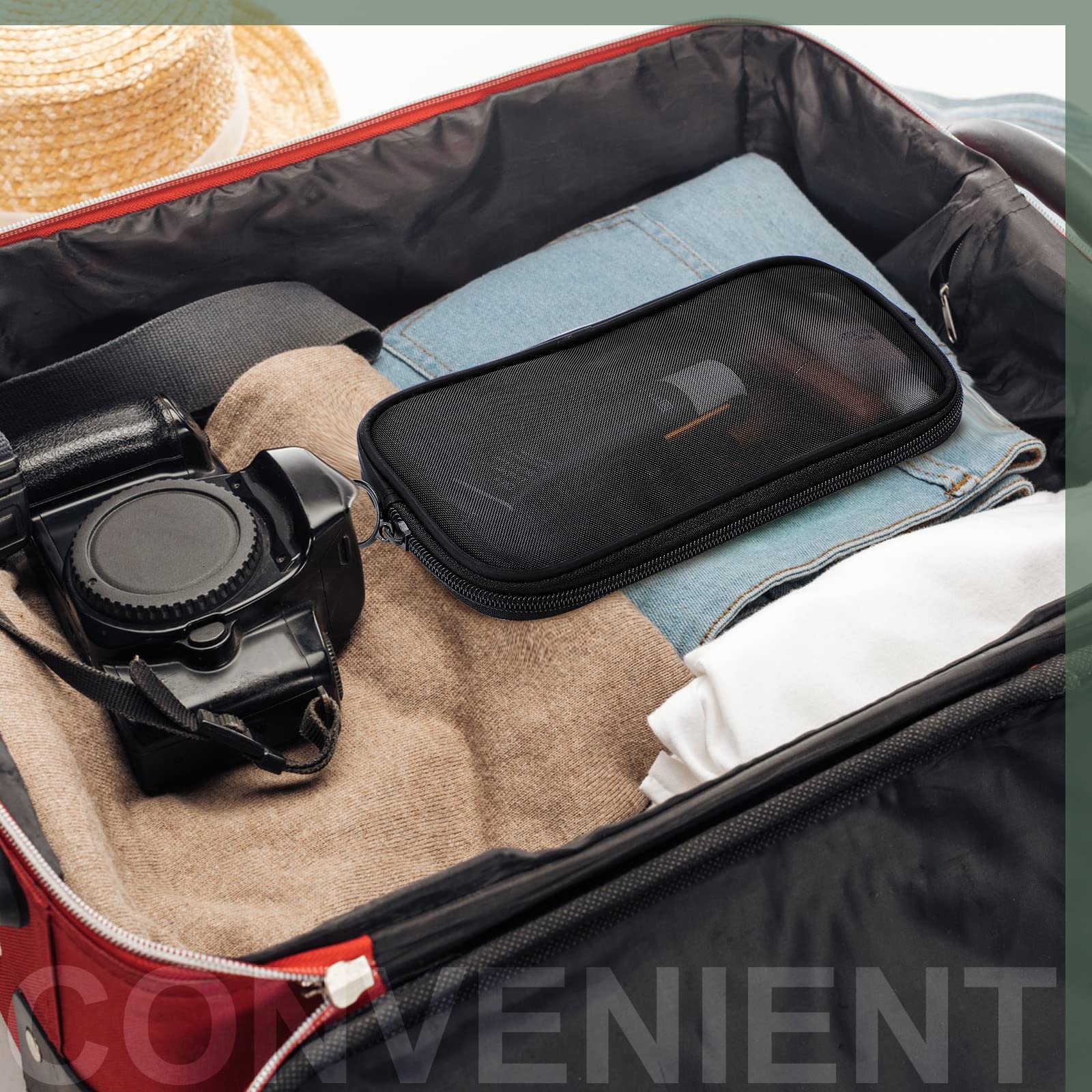 Weewooday mesh makeup bag travel-friendly design fits in handbags and luggage