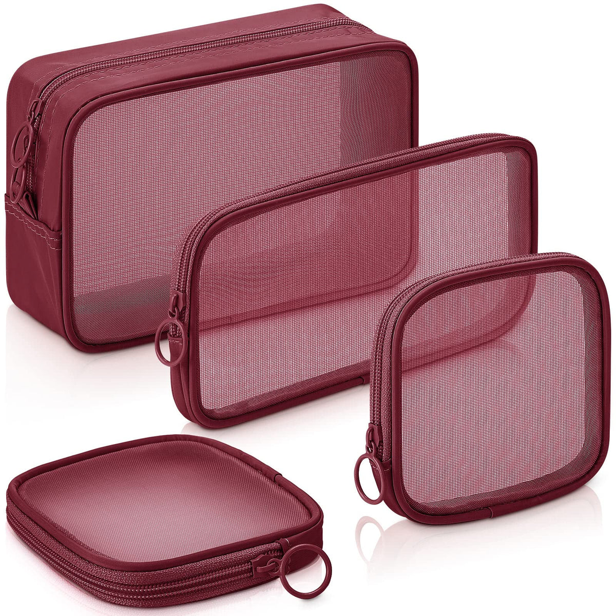 Weewooday small mesh makeup bag for compact, easy-to-see storage on the go.