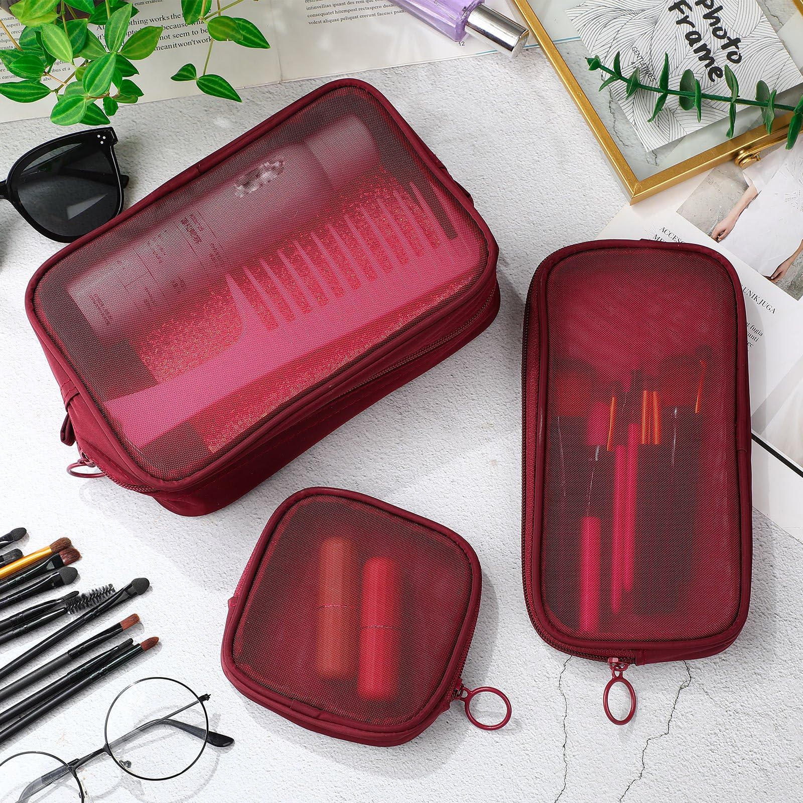 Weewooday transparent mesh travel pouch shows contents at a glance.