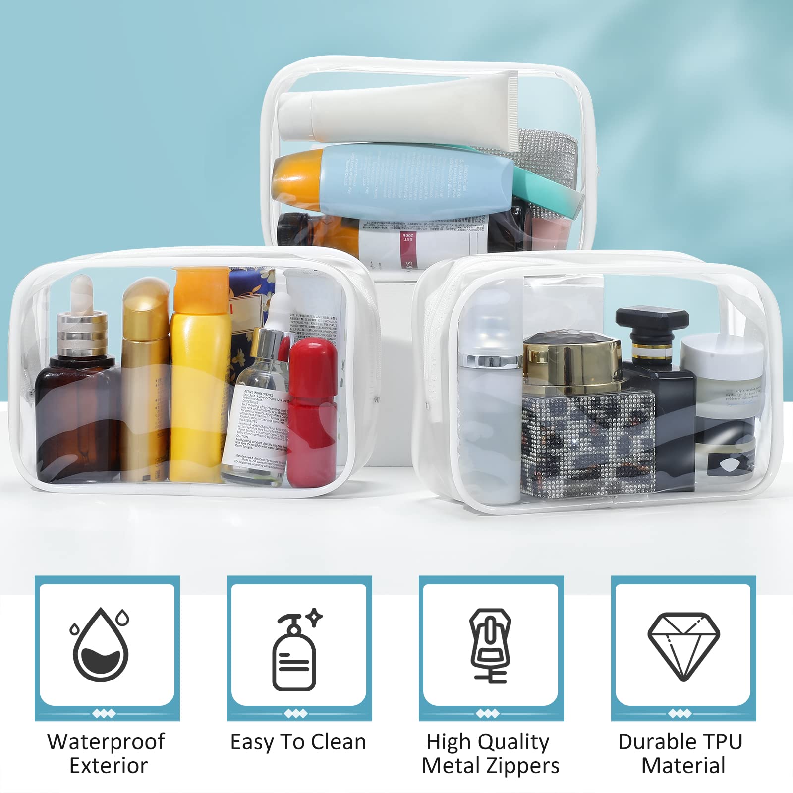 Weewooday waterproof PVC makeup pouch keeps items dry during rain or splash.