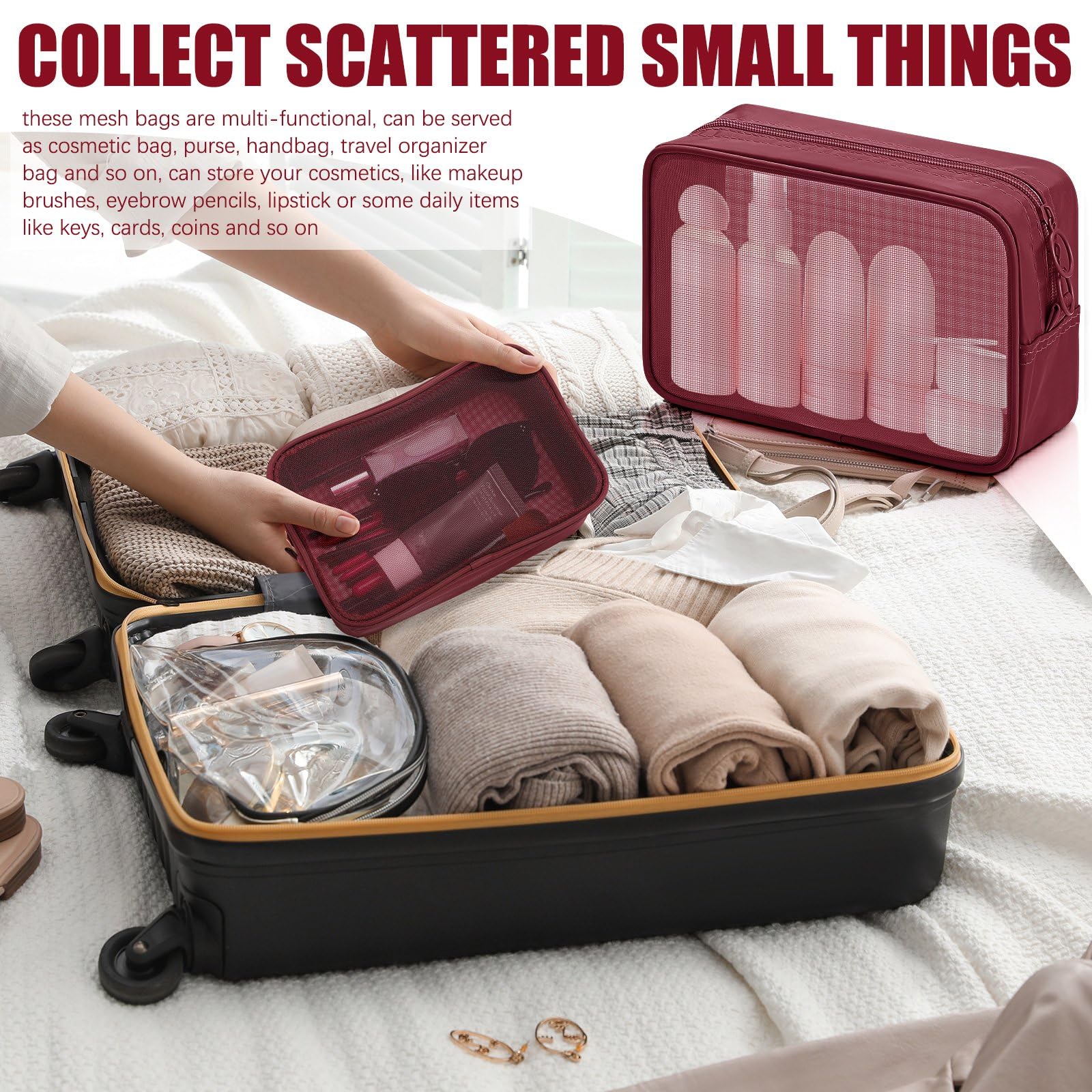 Weewooday zippered mesh pouch keeps items secure during trips.