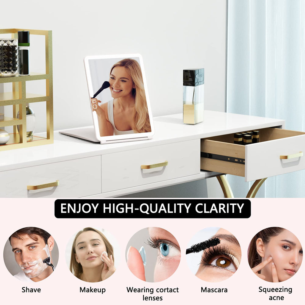 WEILY foldable travel mirror stands steady on desks for stable use.