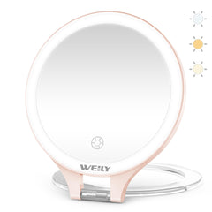 WEILY magnifying mirror 10x-1x closeup view for precise makeup and brow grooming.