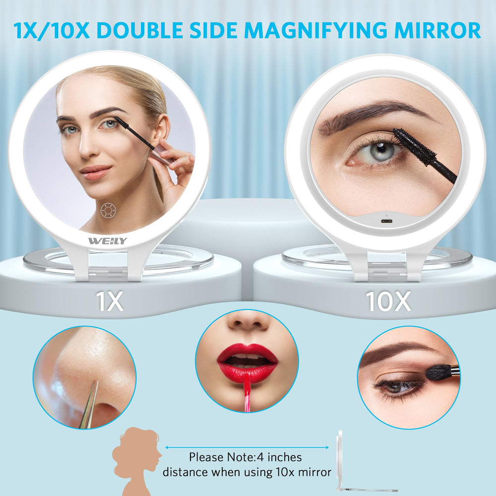 WEILY mirror with 312 degree rotation stand offers flexible angles.