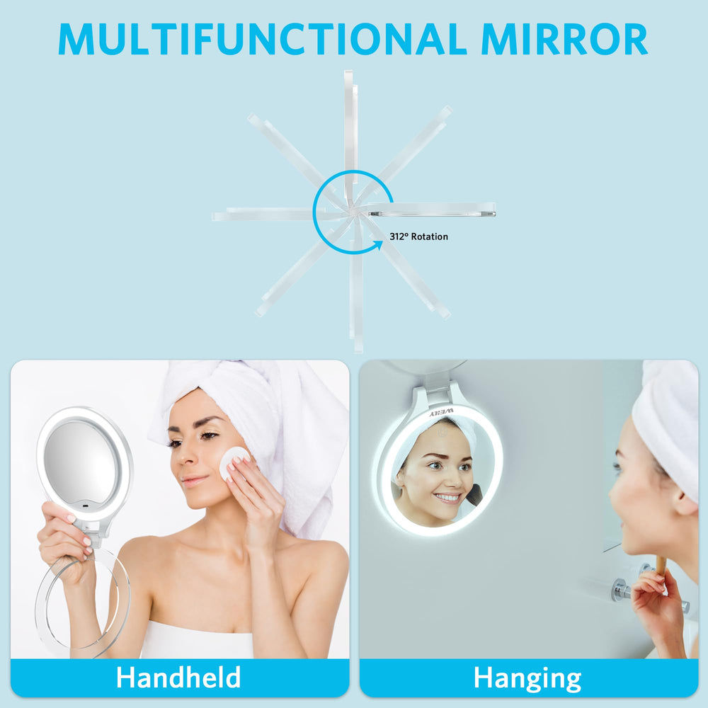 WEILY USB C rechargeable mirror supports use on desk or bedstand.