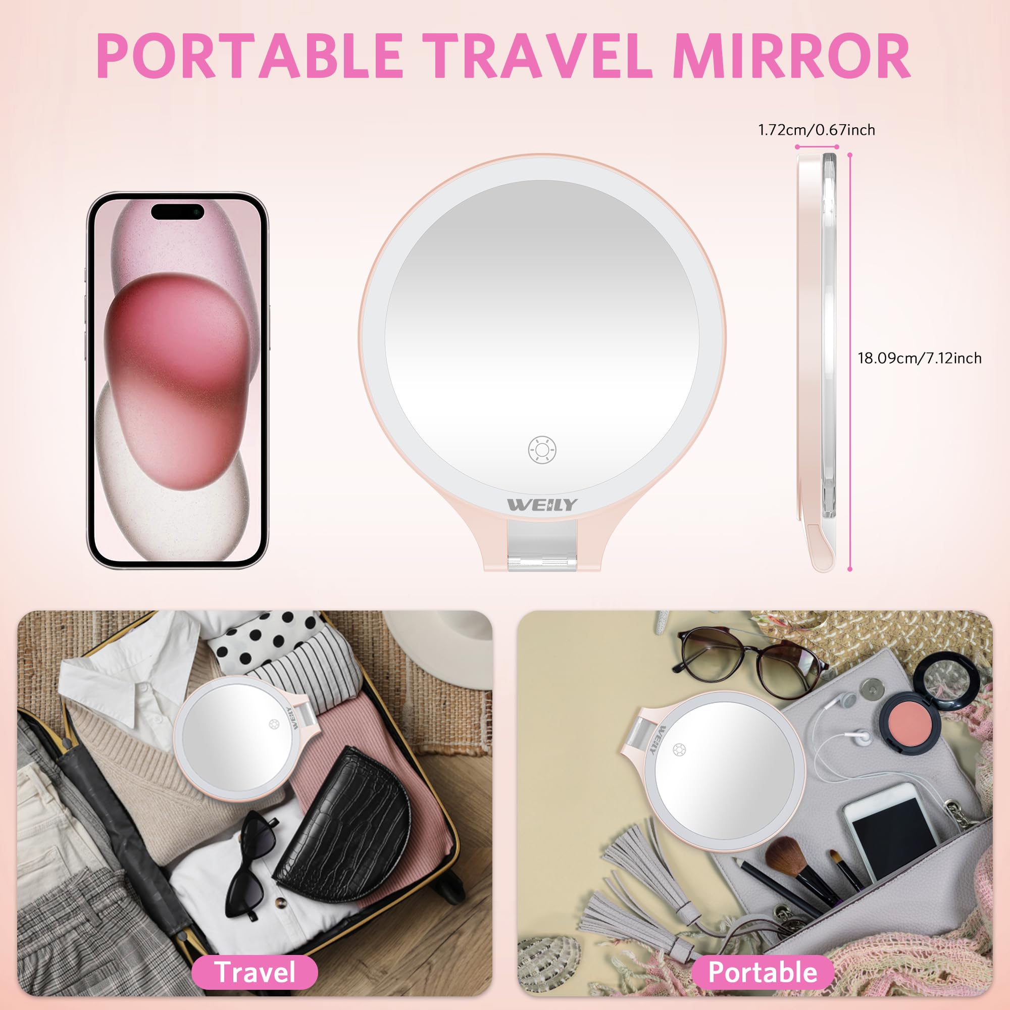 WEILY magnifying mirror rotation-312-degrees lets you find ideal angle.