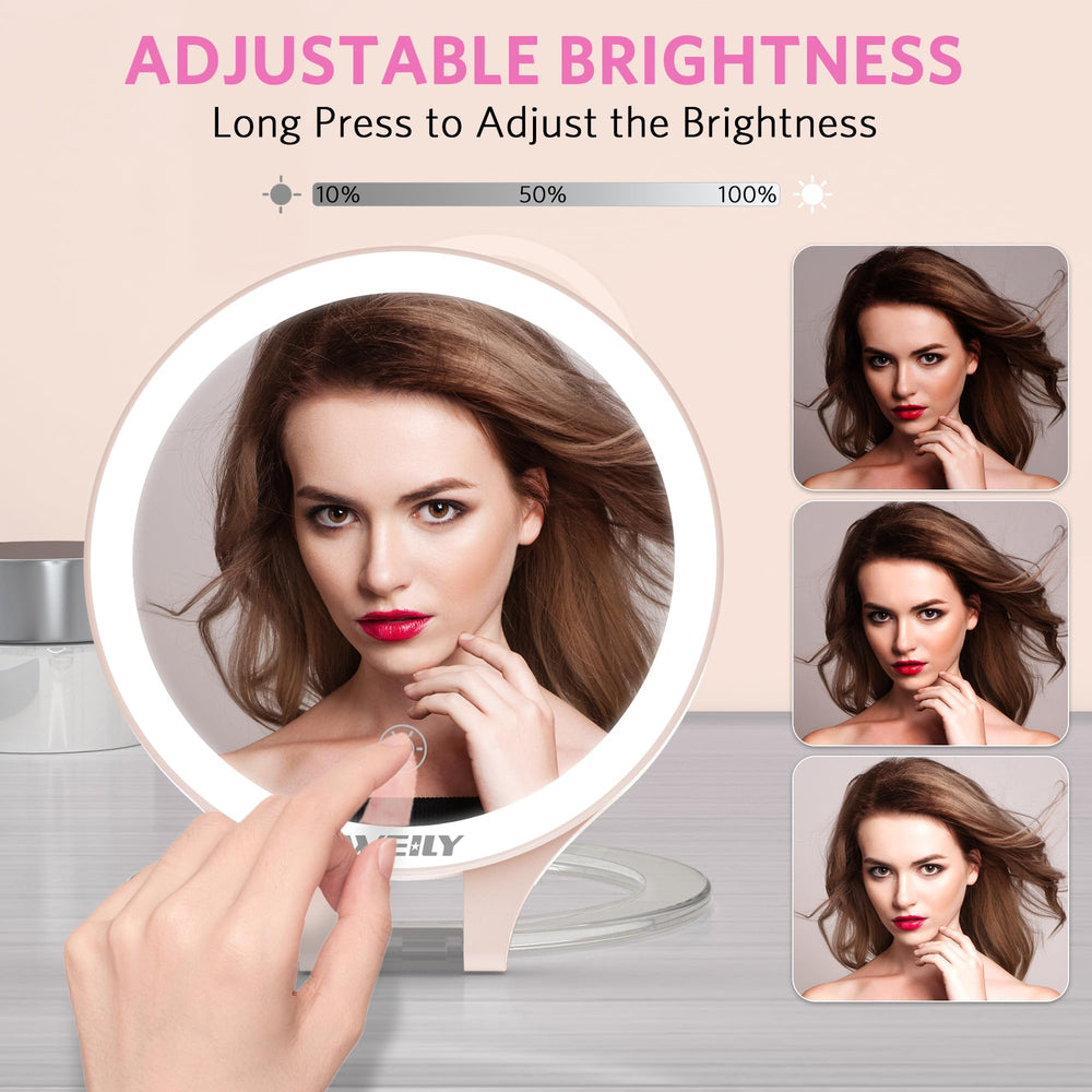 WEILY magnifying mirror touch-control panel enables easy brightness and color adjustments.