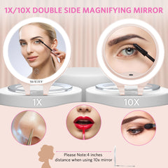 WEILY magnifying mirror USB-C charging supports convenient cordless use anywhere.