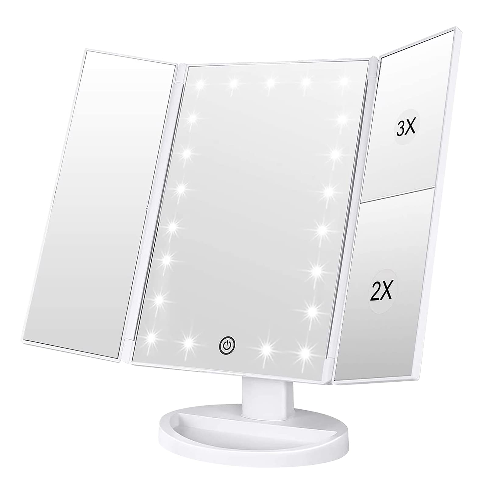 WEILY makeup mirror with 21 LED lights for bright, even illumination.
