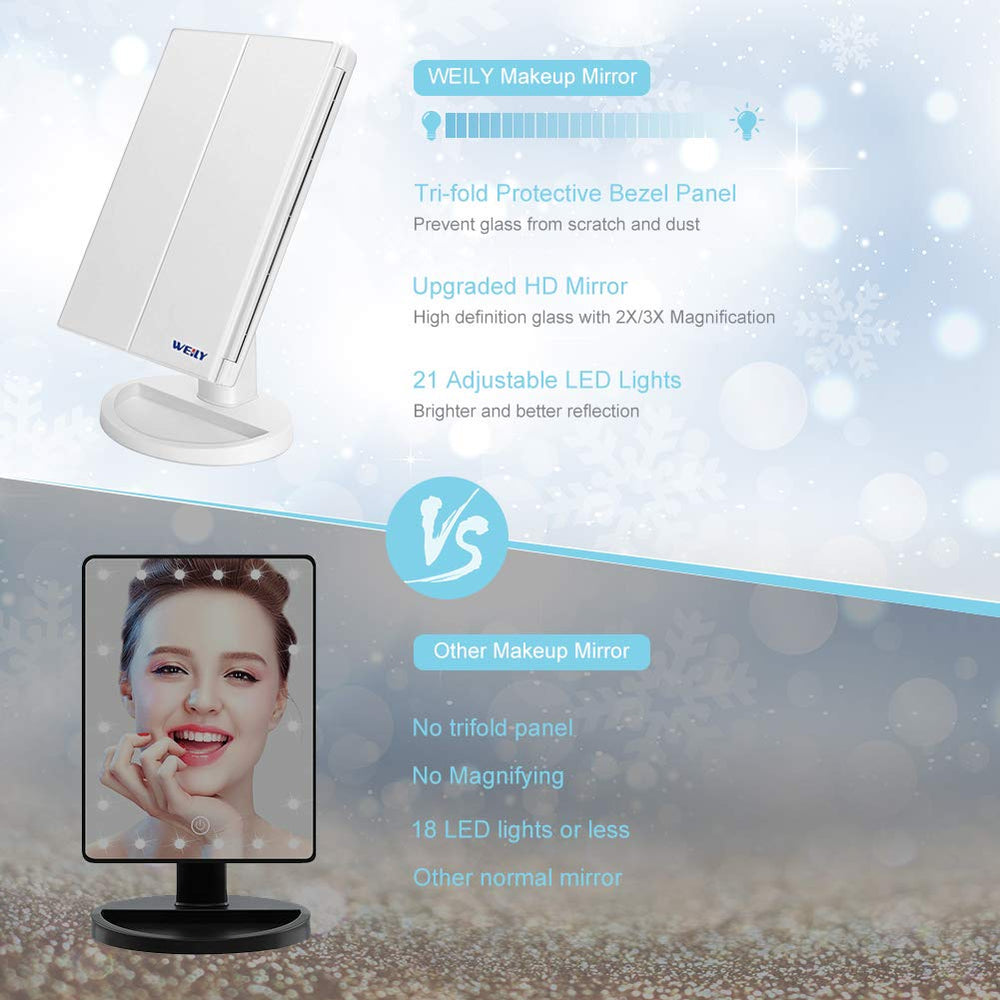 WEILY mirror base includes recessed space for jewelry and small items.