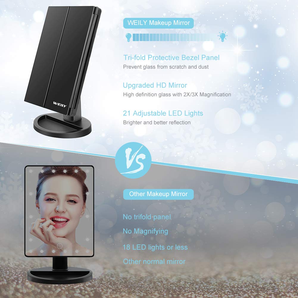 WEILY portable travel-ready makeup mirror for on-the-go touchups
