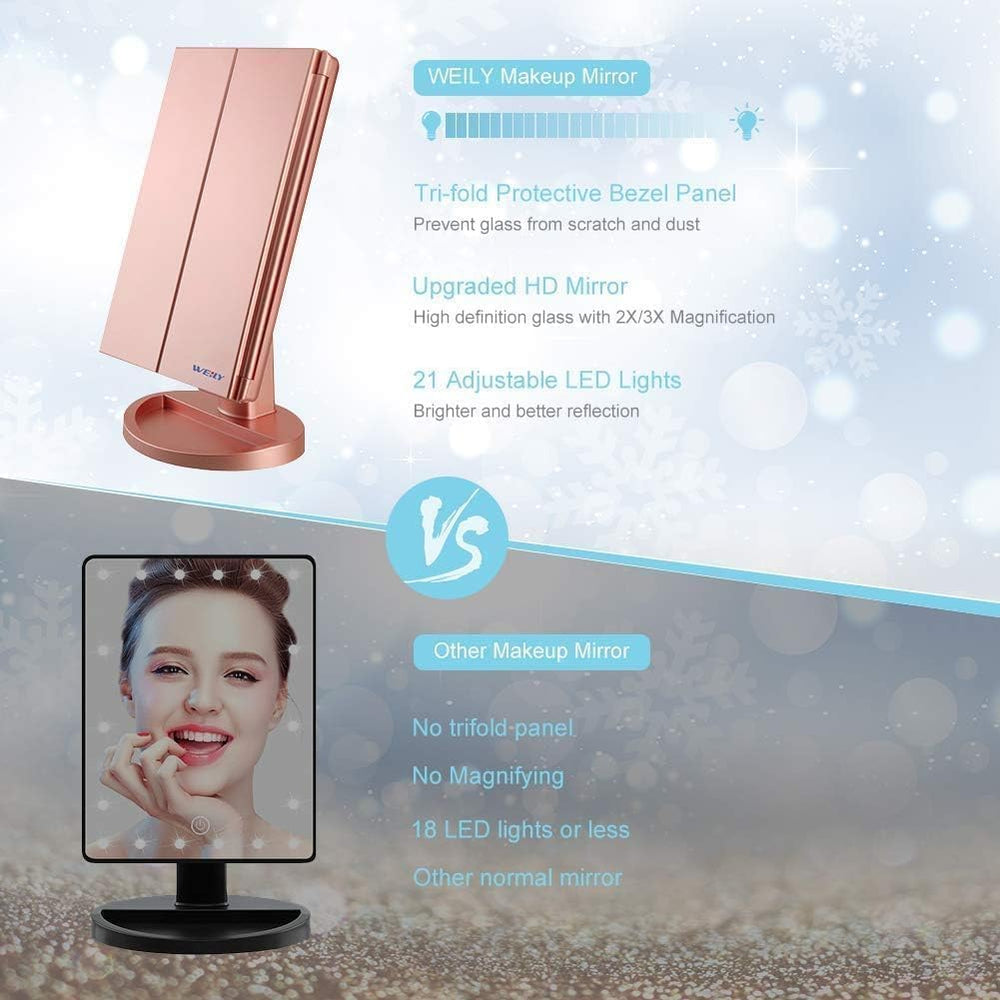 WEILY travel-friendly makeup mirror keeps essentials organized on the go.
