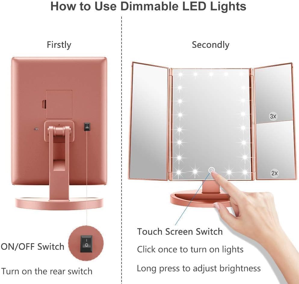 WEILY tri-fold design makes storage and travel easier for the makeup mirror.