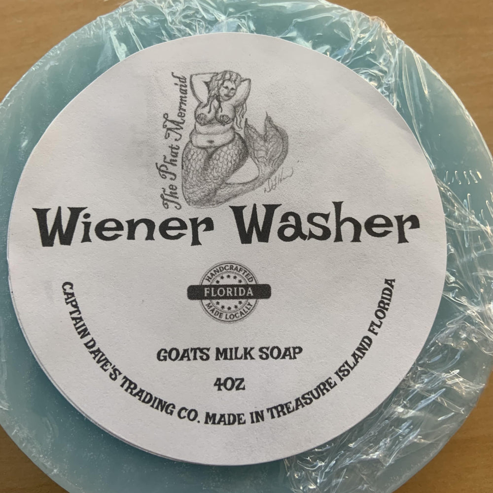 Weiner Washer Soap bathroom-scene demonstrates playful decoration and novelty gift use.