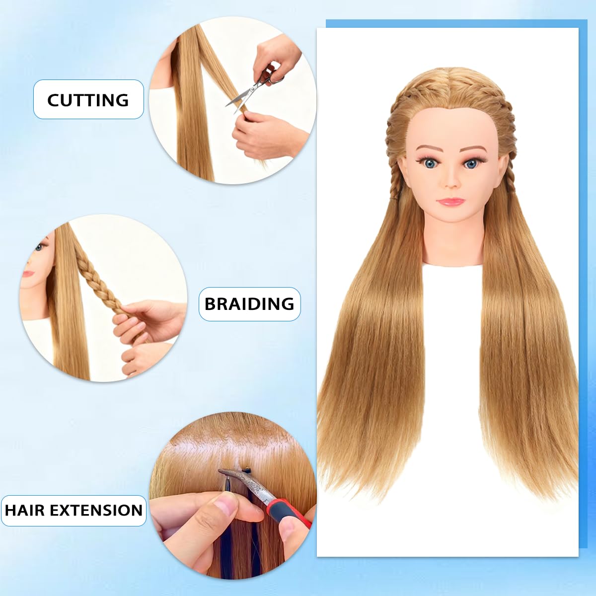 WeiRan mannequin head ready for braiding practice and cosmetology training
