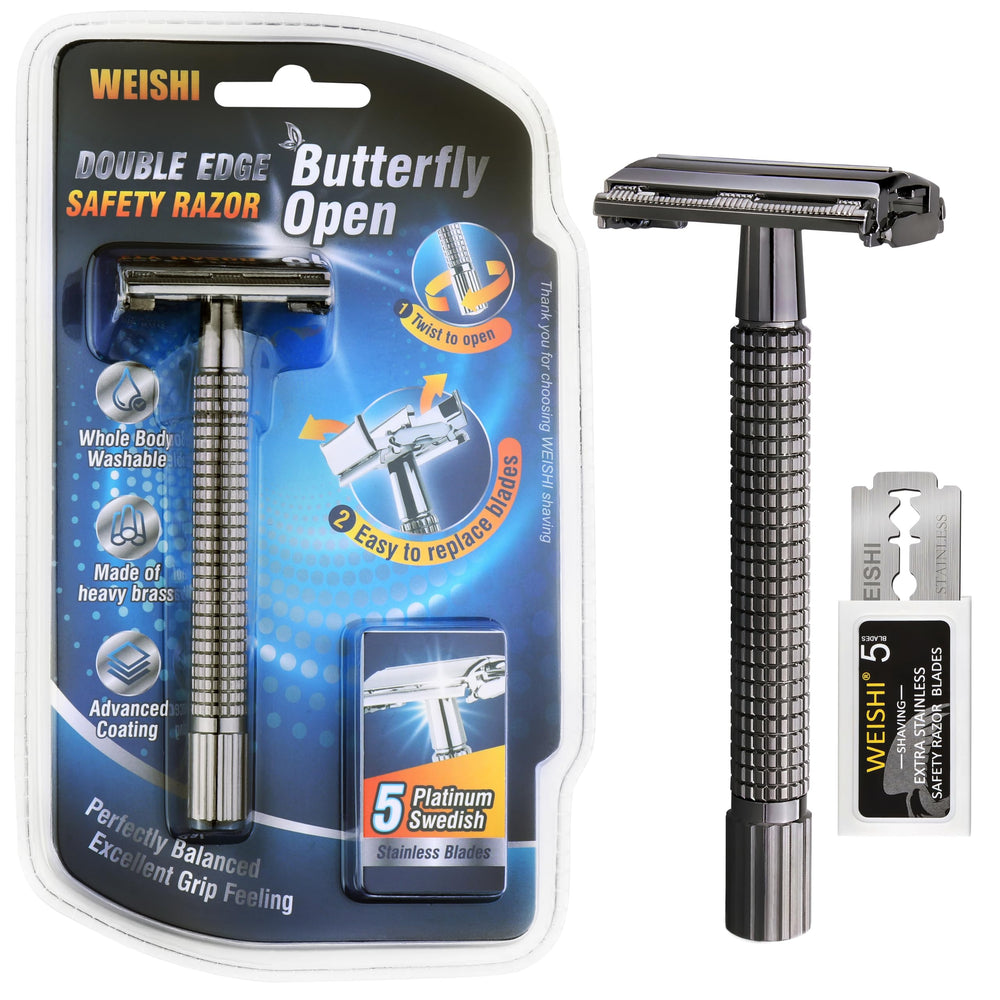 WEISHI Butterfly Open Razor with open mechanism for easy blade loading and precise control