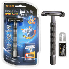 WEISHI Butterfly Open Razor with open mechanism for easy blade loading and precise control