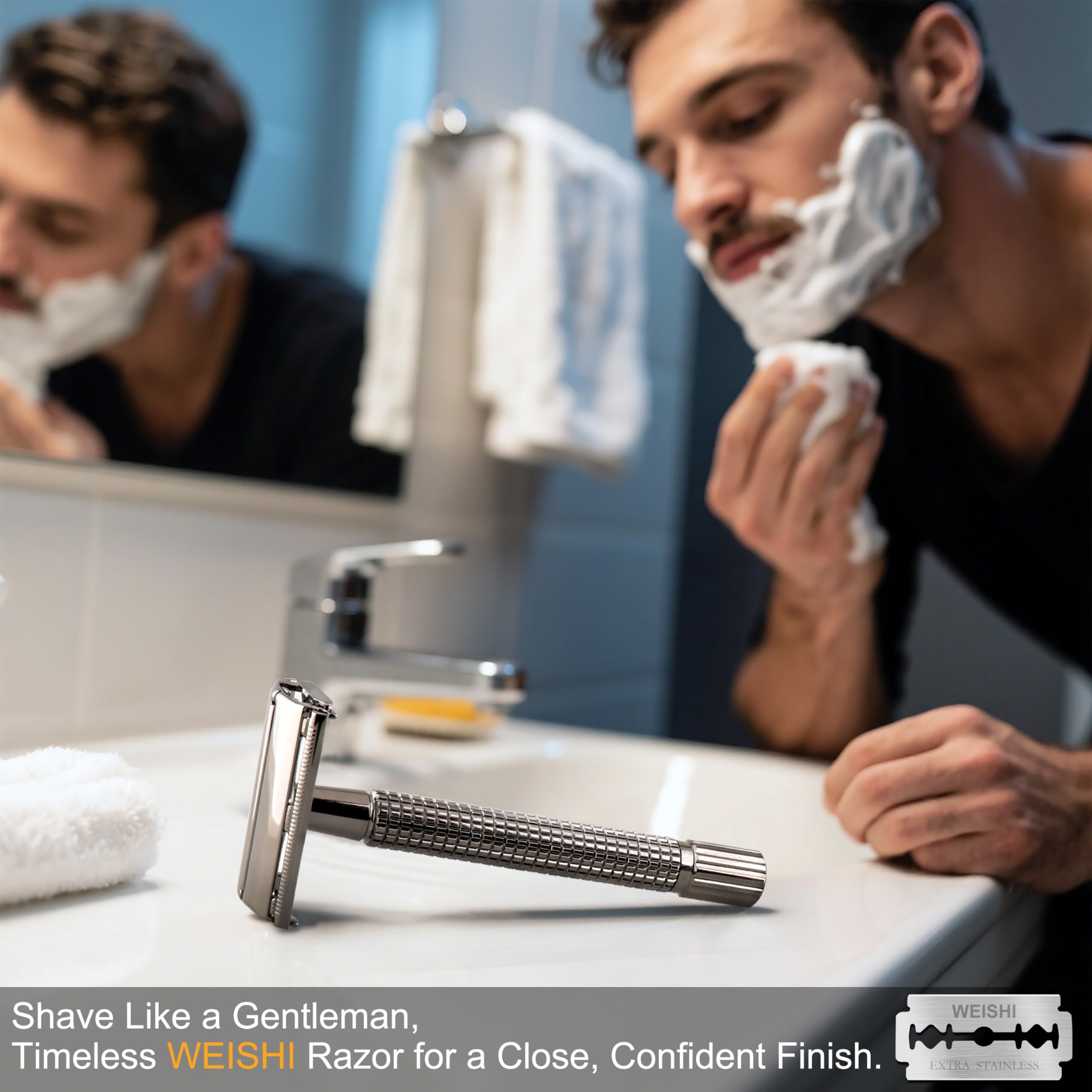 WEISHI nickel-finish razor body combines durability with a classic look