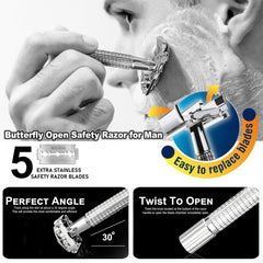 WEISHI razor blade-chamber twist enables quick blade changes during grooming.