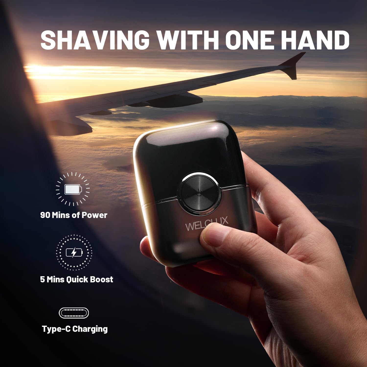 Welclux foil shaver travel lock prevents accidental activation during travel