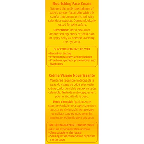 Weleda Baby Calendula Nourishing Face Cream on hand demonstrates easy, fast-absorbing facial moisture.