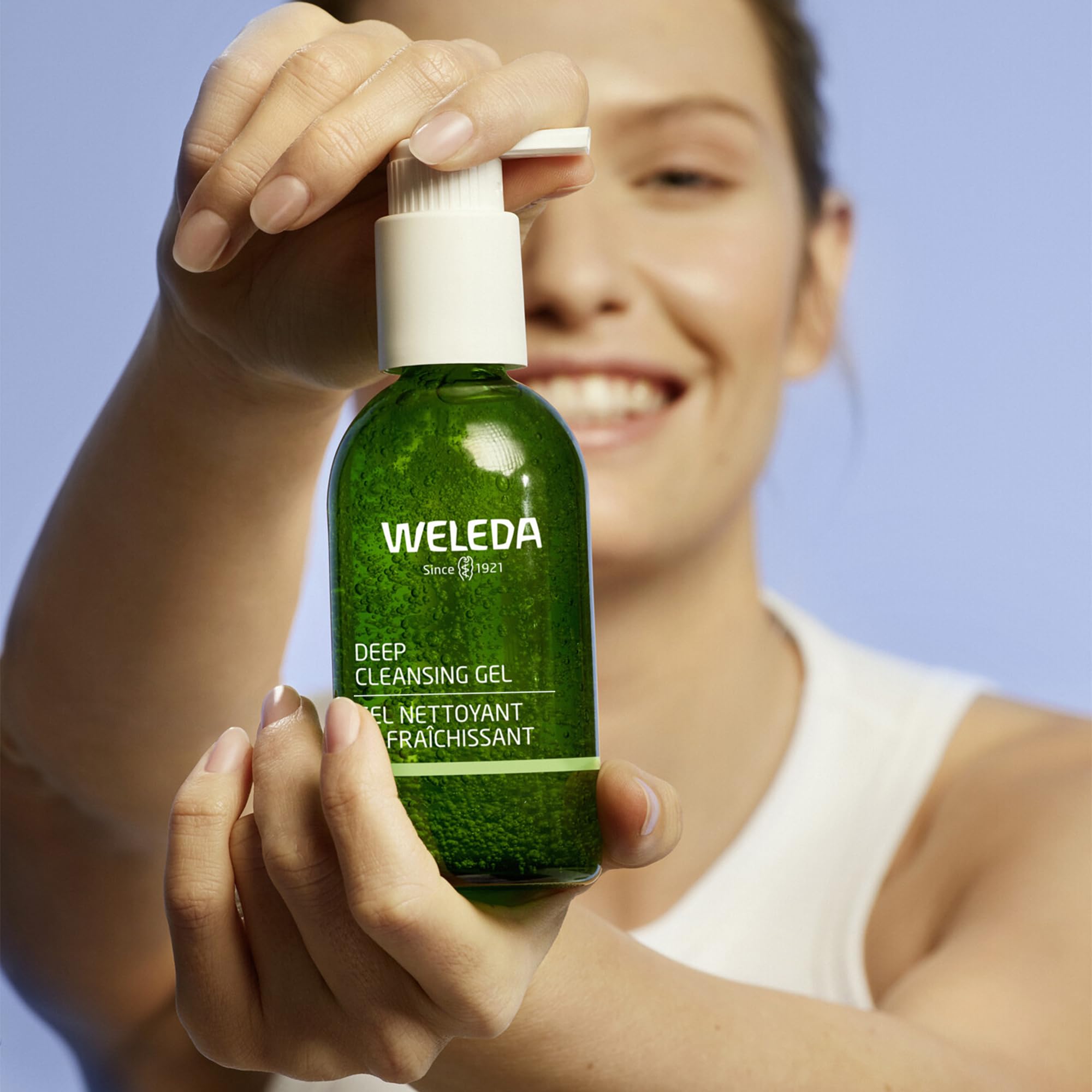 Weleda Deep Cleansing Gel with aloe vera ingredient for hydrated cleaning.