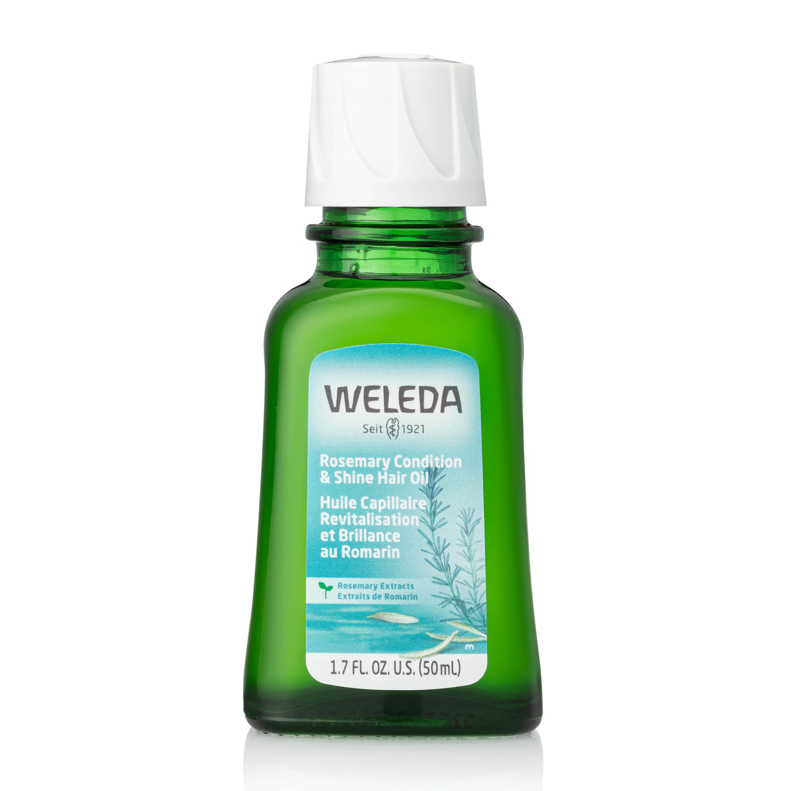 Weleda Rosemary Conditioning Hair Oil bottle ready for scalp nourishment.