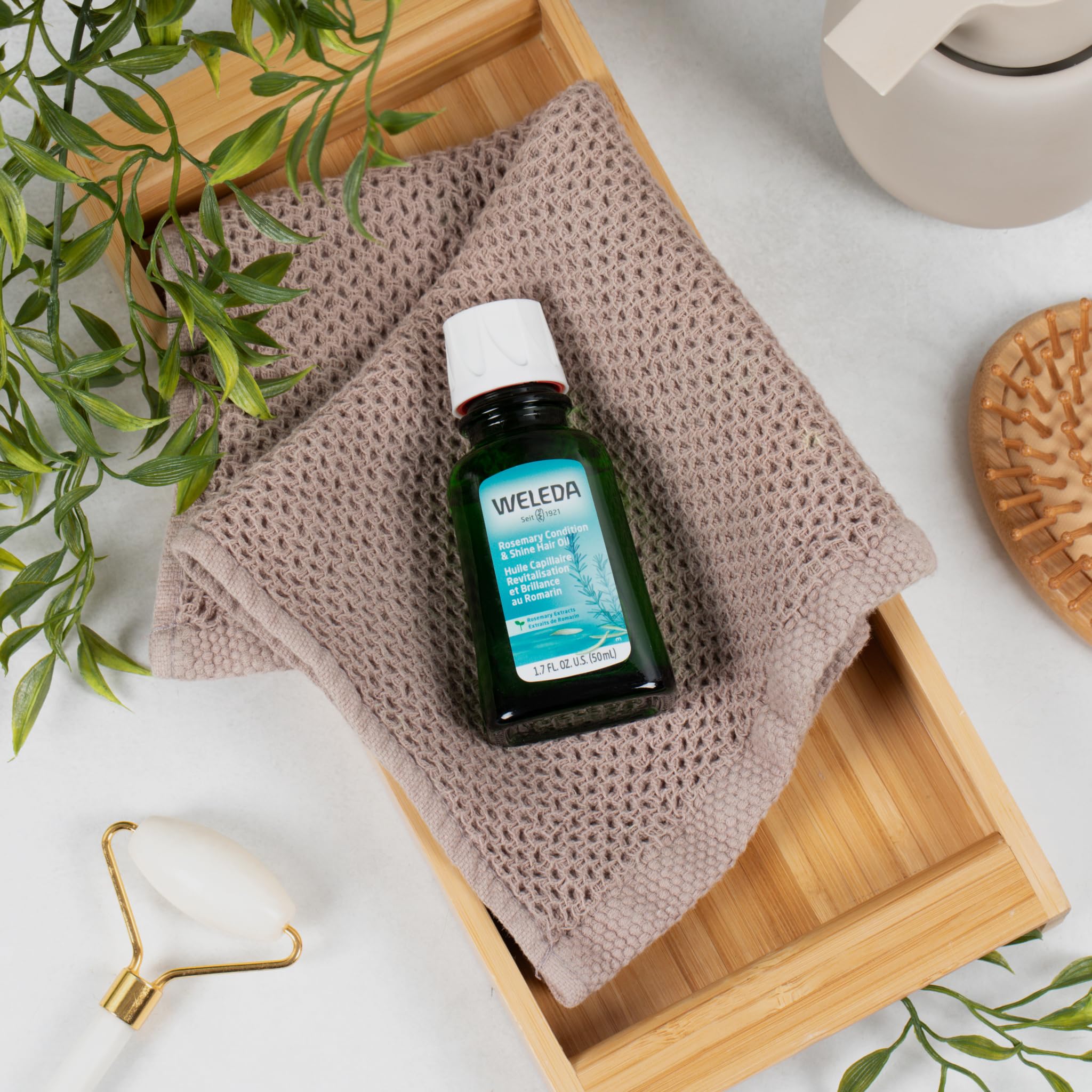 Weleda Rosemary Conditioning Oil softens split ends and adds natural shine.