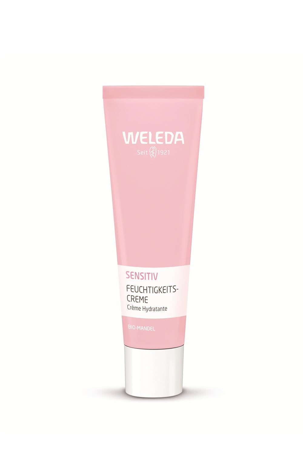 Weleda Sensitive Care Face Cream tube—fragrance-free formula with almond oil for sensitive skin.