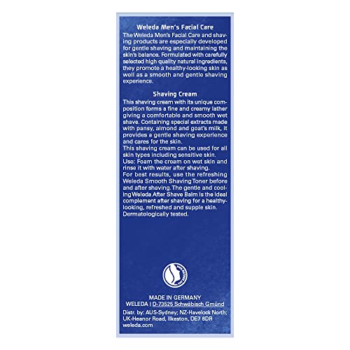 Weleda viola-tricolor extract image emphasizes gentle plant-based care during shaving.