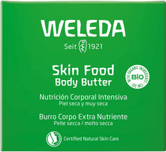 Weleda Skin Food Intensive Body Butter with precious oils for lasting moisture.