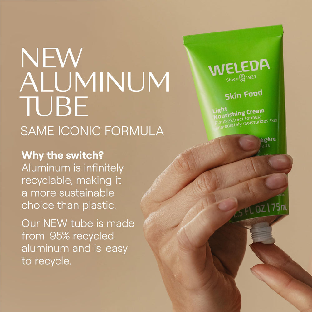 Weleda Skin Food Light 2.5 oz packaging, travel-ready moisturizer.