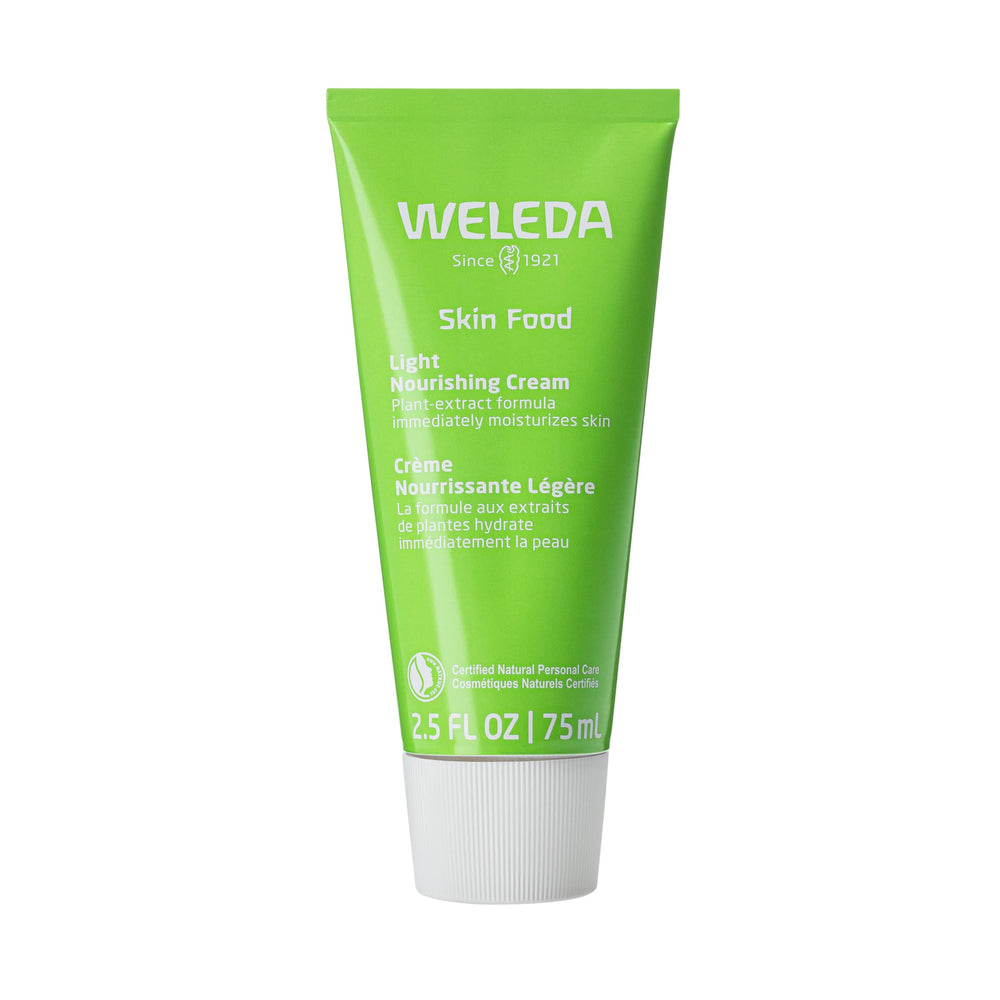 Weleda Skin Food Light tube close-up for quick hydration.