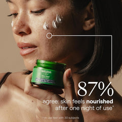 Weleda Skin Food Night Cream texture swatch highlighting deep hydration and a silky finish.