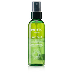 Weleda Skin Food Ultra-Light Dry Oil bottle delivers weightless hydration for everyday skin comfort.
