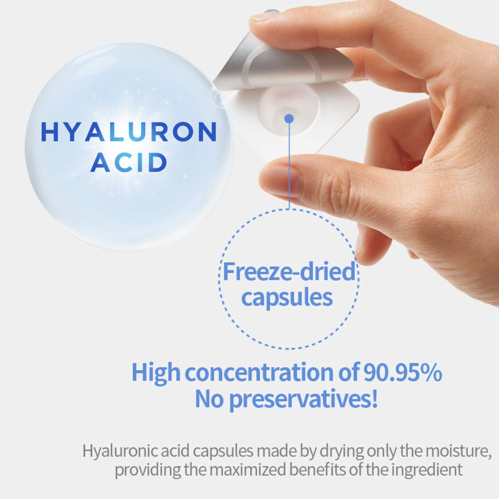 Wellage hyaluronic acid solution ampoule pour showing refreshing hydration application