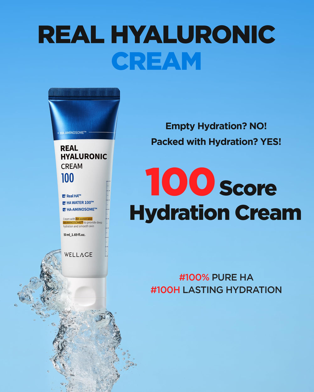 Wellage Real Hyaluronic Cream 100 night routine setup for lasting moisture