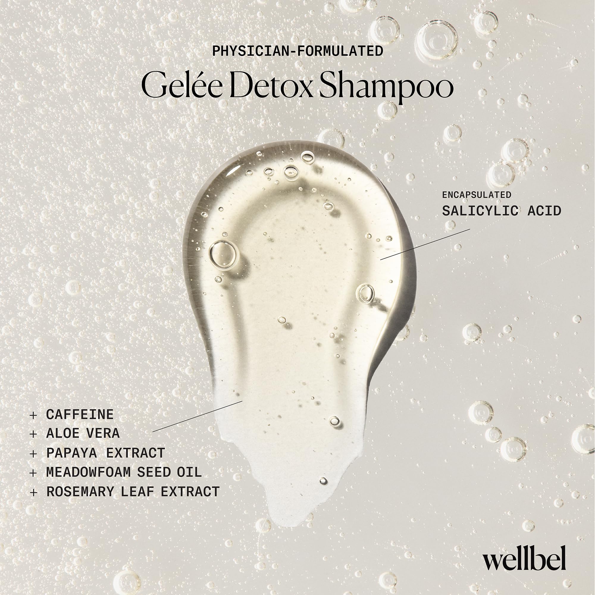 WellBEL Gelée Detox Shampoo on bathroom sink captures natural color-safe care in action.