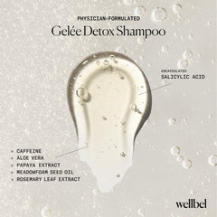 WellBEL Gelée Detox Shampoo on bathroom sink captures natural color-safe care in action.