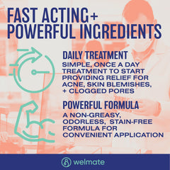 WELMATE Adapalene Gel 0.1% being applied as a thin layer for daily use