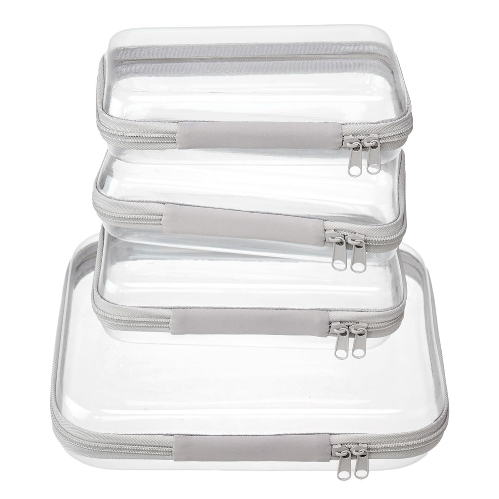 WELPIRT clear zipper pouch medium showing easy at-a-glance contents for travel