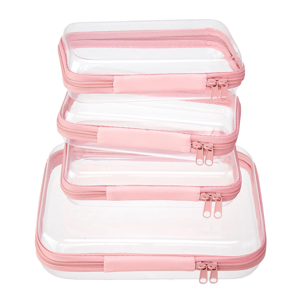 WELPIRT clear zipper pouch medium for easy at-a-glance travel makeup organization.
